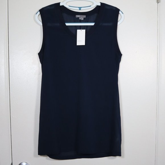 VINCE NWT Sheer Sleeveless Silk Blend Muscle Tee M - Picture 3 of 9